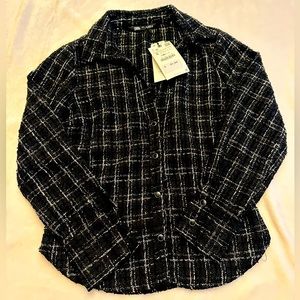 ZARA NWT Tweed V Neck Shirt Blouse
